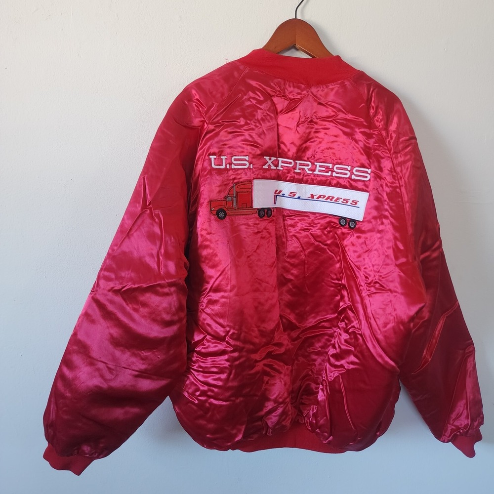 US Xpress Red Satin  Trucker Jacket XL